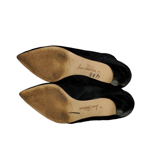 Sam Edelman Lucy Booties Suede Leather Moc-Croc Cone Heel Point-Toe - Picture 9 of 9
